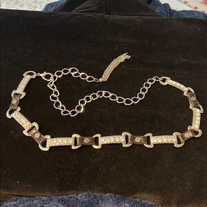 Chain Zirconia Faux Leather Belt